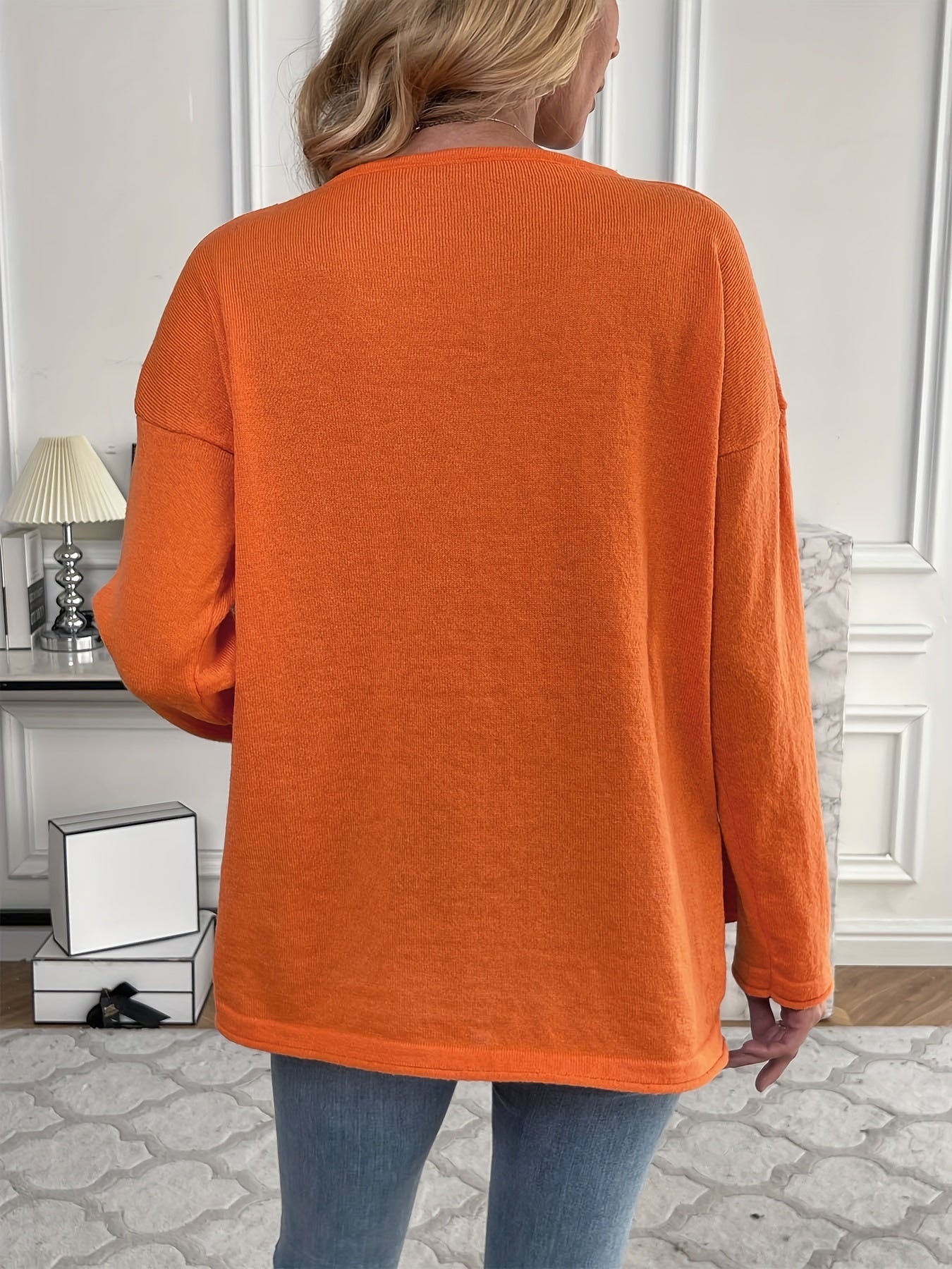  V Neck Oversized Split Sweater