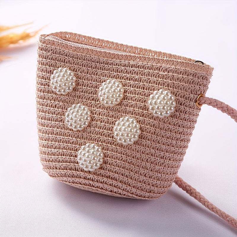 Kids Straw Crossbody Bag Lightweight Shoulder Bag Girls