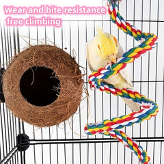 Bird Spiral Rope Habitat Parrot Spiral Ladder Cage Accessories with Bells