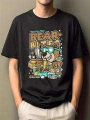 Men's Bear Print Hip Pop T-shirt Crew Neck Moisture Wicking Tee