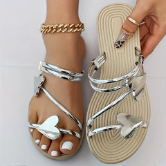 Women's Heart Flat Slide Sandals Open Toe Non Slip Shoes