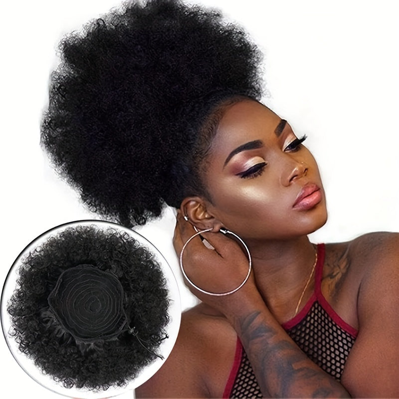 Afro Puff Drawstring Ponytail Hair Extension Short Afro Kinky Curly Hair Bun