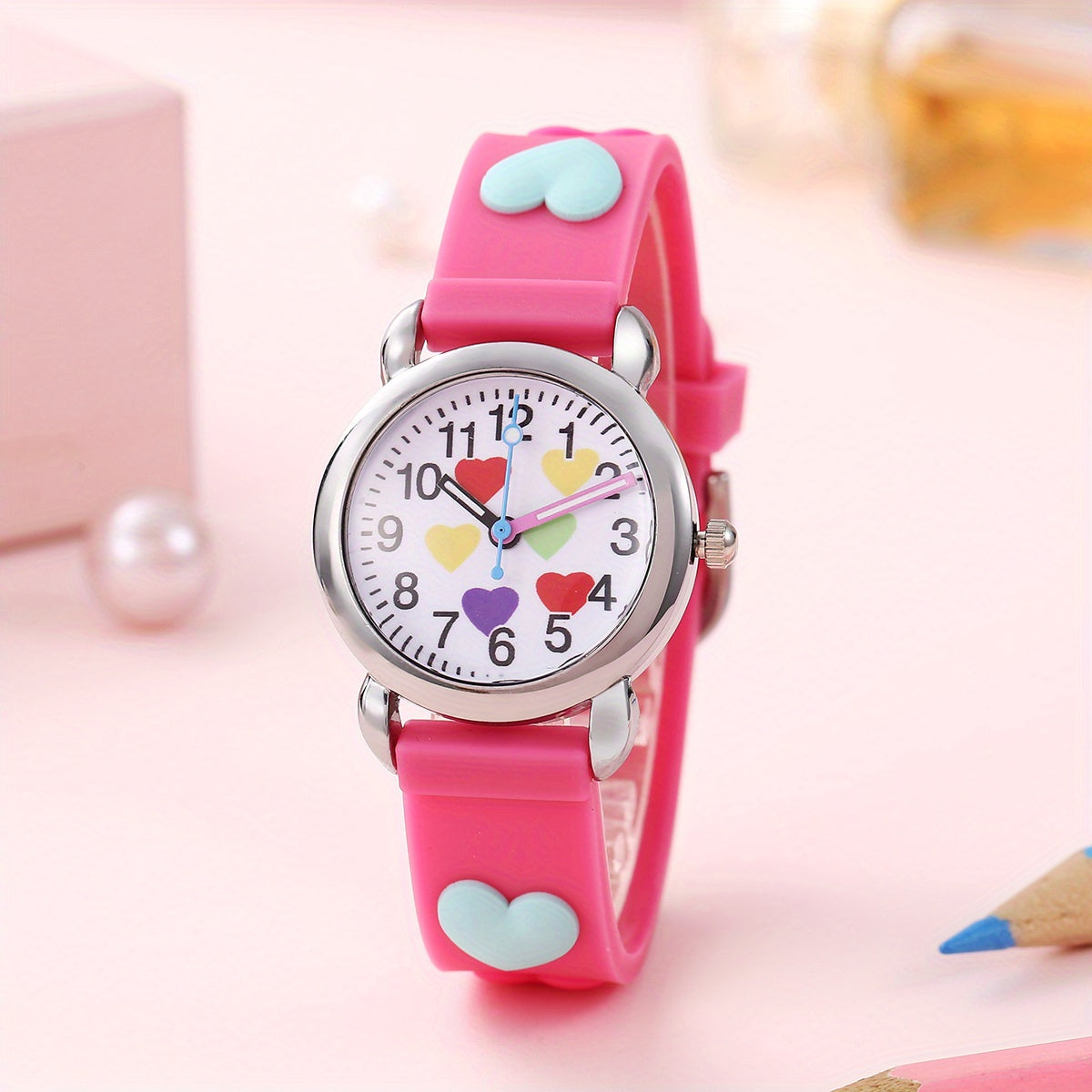 Colorful Heart Kids Cartoon Watch Gift For Children