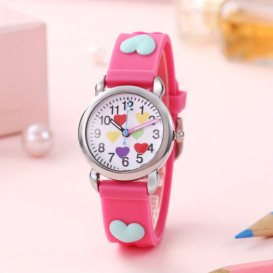 Colorful Heart Kids Cartoon Watch Gift For Children