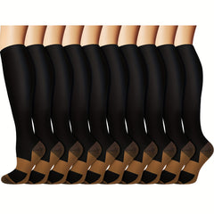 10 Pairs Copper Sports Compression Socks 15-25 mmHg for Running Hiking Cycling