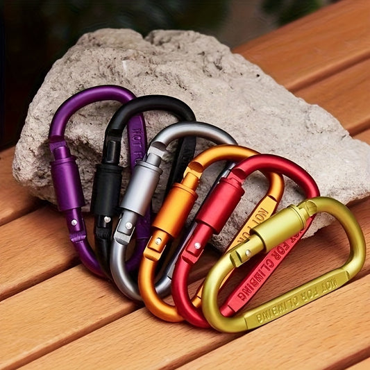 6pcs Aluminum Carabiner Outdoor Camping Hiking D-shaped Buckle Lock Screw