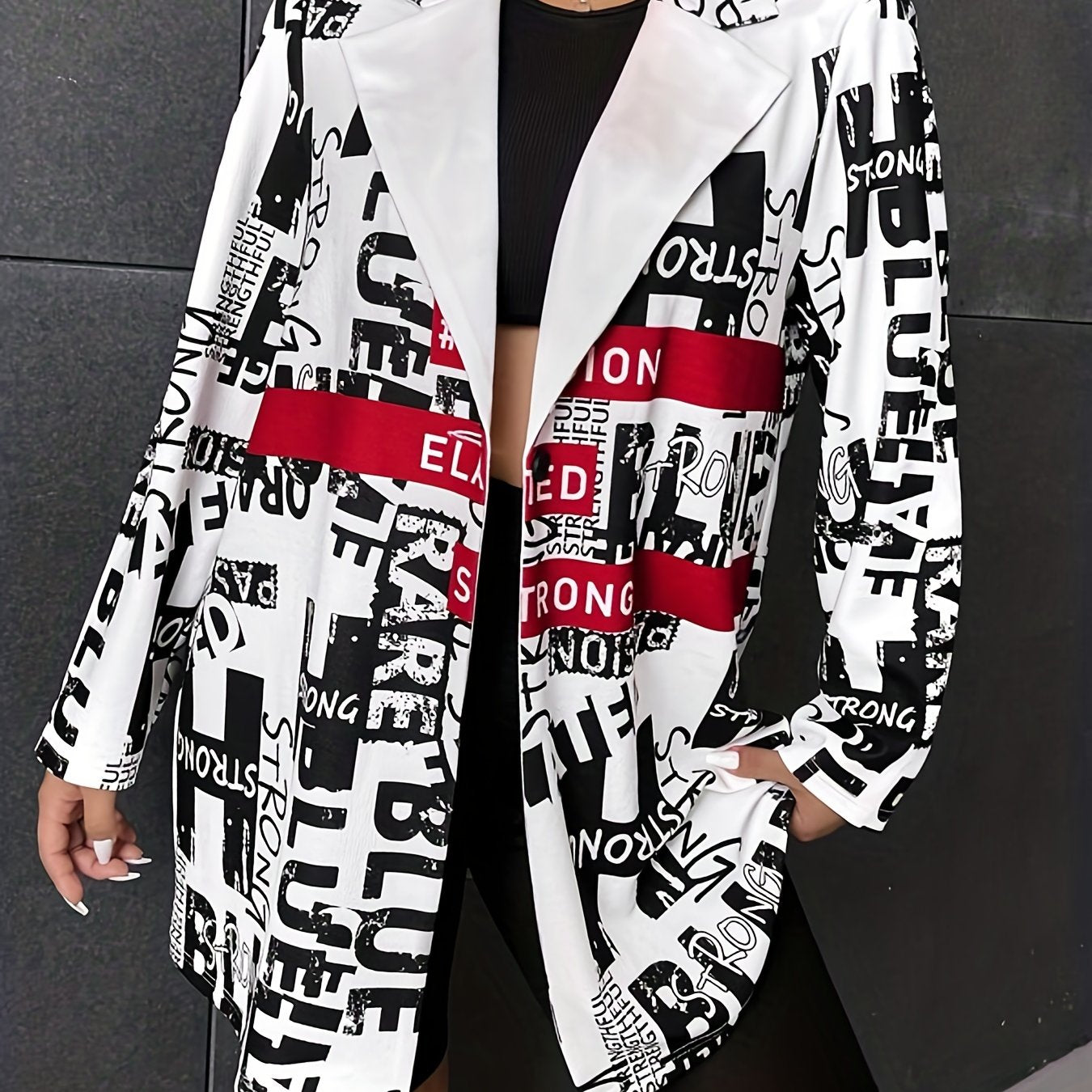  Pop Art Print Long Sleeve Blazer