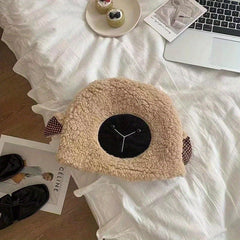 Sheep Ear Plush Beanie Warm Fisherman Hat for Winter