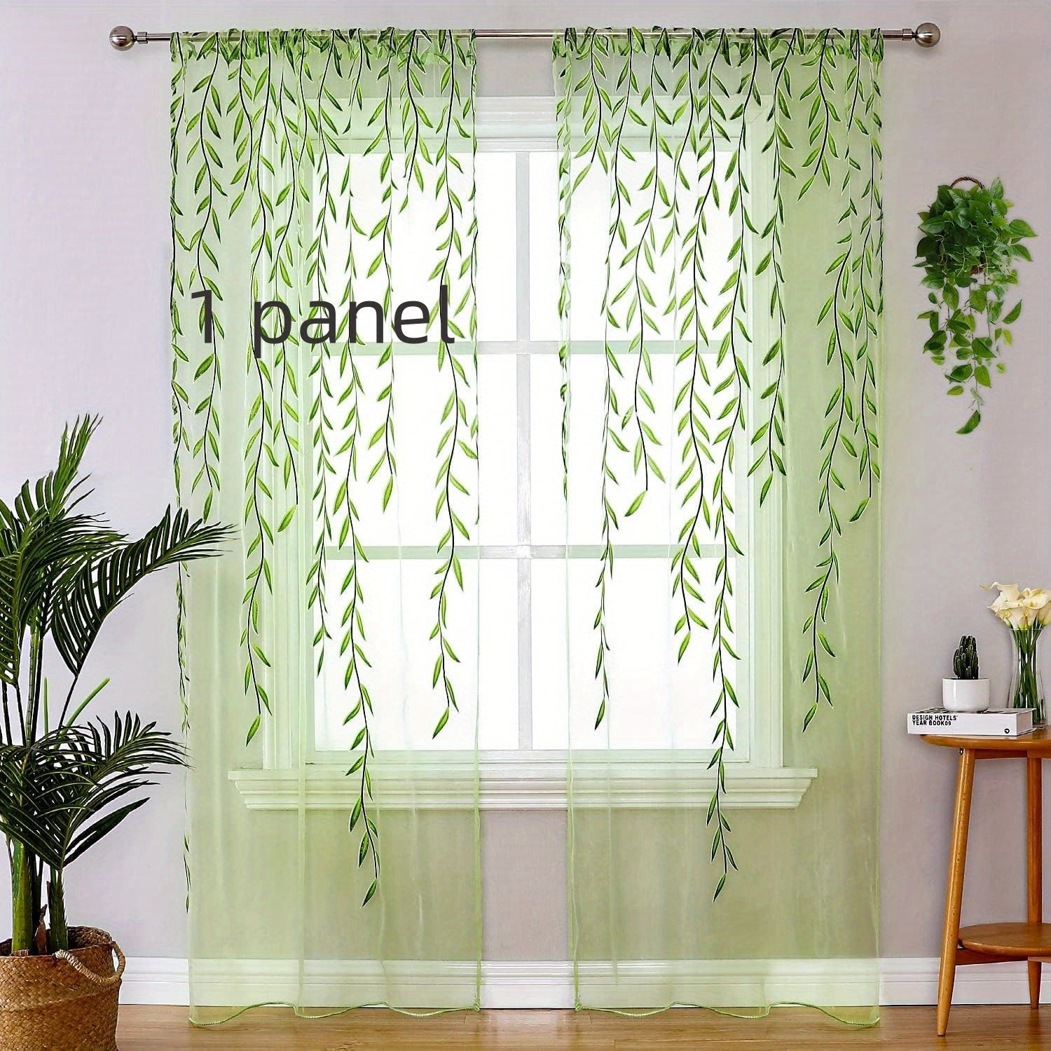 Vine Leaves Sheer Curtains for Bedroom Decor