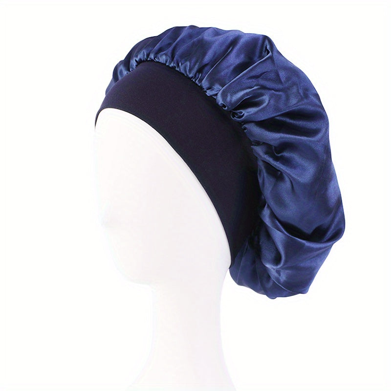 Wide Elastic Band Satin Sleep Bonnet Soft Night Sleeping Cap