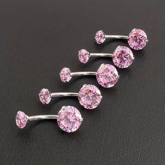 14G CZ Navel Barbell Stud Body Piercing