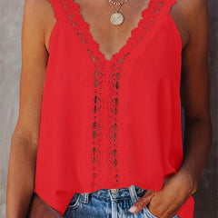 Lace Stitching V-Neck Tank Top for Summer