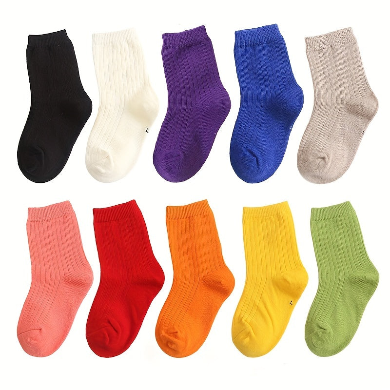 10 Pairs Girls Rainbow Candy Crew Socks for Kids