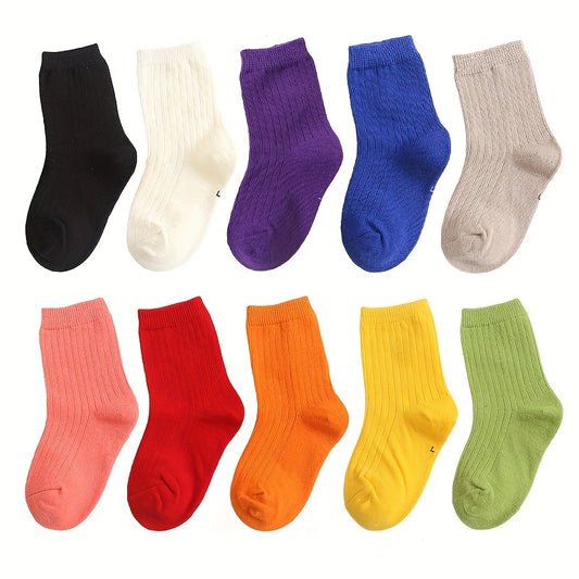 10 Pairs Girls Rainbow Candy Crew Socks for Kids