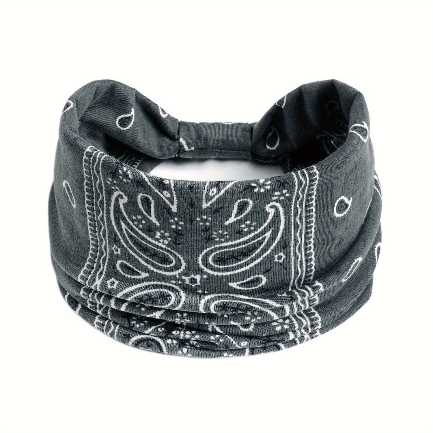 Boho Headband Stretchy Wide Hair Band Turban Paisley Pattern Knot