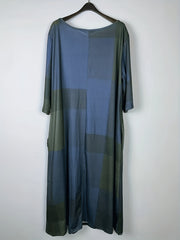  Colorblock Print Half Sleeve Round Neck Stretch Dress