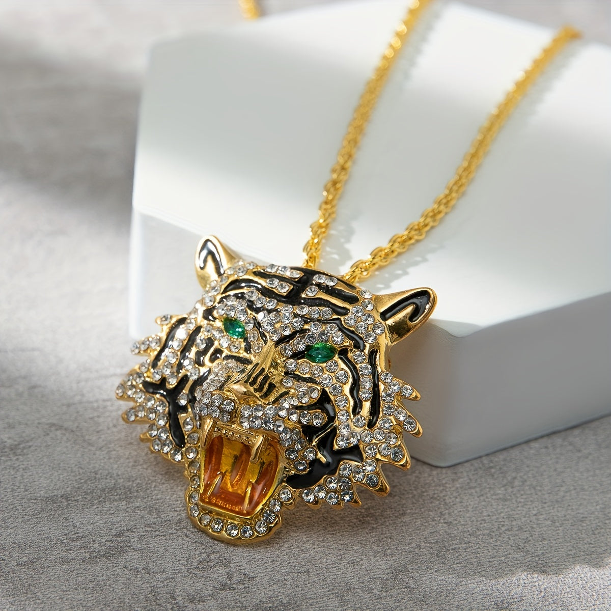 Alloy Tiger Head Pendant Necklace Hip Hop Creative Animal Jewelry