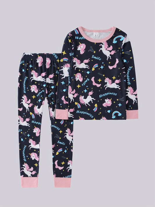 Girls Unicorn Pajamas Set, Perfect for Autumn & Spring