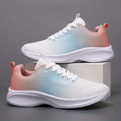 Ombre Lace Up Running Shoes Non Slip Mesh Sneakers for Casual Wear