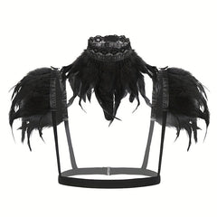 Punk Collar Shoulder Accessories Gothic Feather Belt Shawl Suit