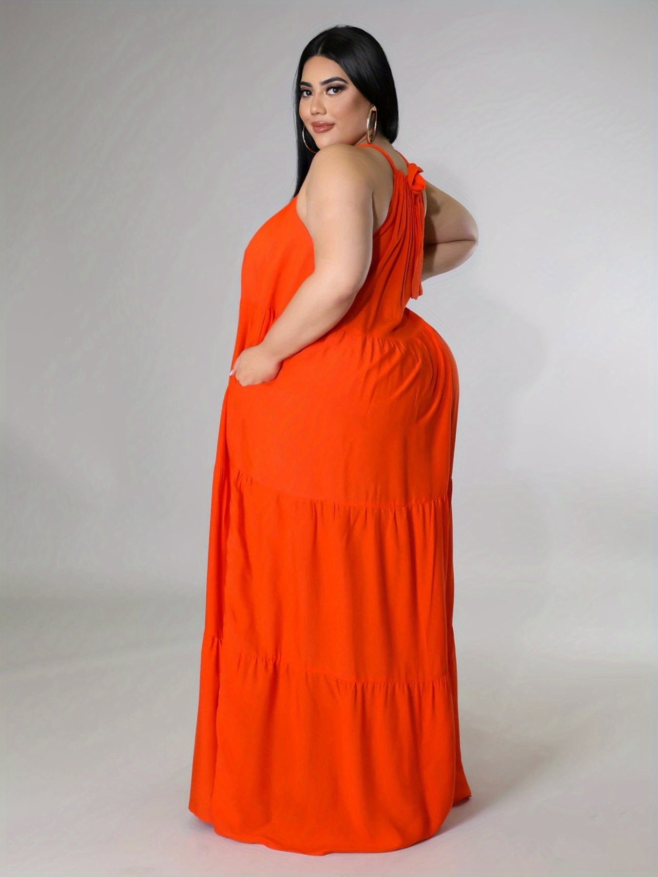  Halter Neck Maxi Smock Dress