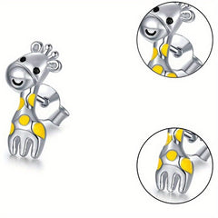 Giraffe Animal Stud Earrings 925 Silver Plated Ladies Stylish Accessories