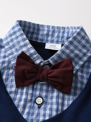 Baby Boy's Handsome Set Lapel Bow Tie Shirt & Coat & Pants Set