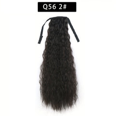 Long Curly Wavy Ponytail Extensions with Ribbon Tie for Daily Use