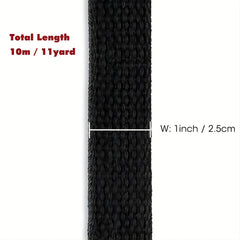 10M x 2.5cm Heavy Cotton Webbing Roll DIY Craft Backpack Parts