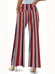 Striped High Waist Wide Leg Pants for Women