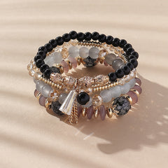 4 Pcs Crystal Beaded Boho Bracelet Set Women's Jewelry Gift