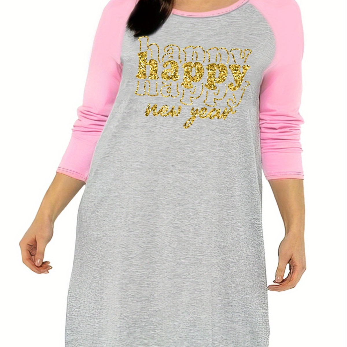  Casual Nightdress Women's Plus Golden Letter Print