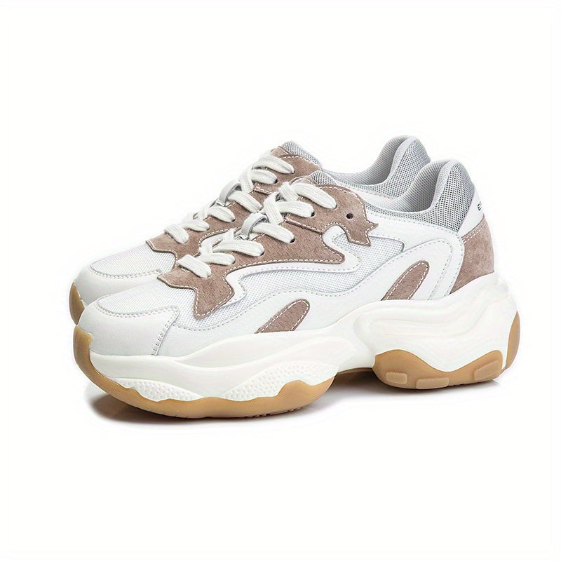 Non Slip Breathable Athletic Chunky Sneakers Lace Up Running Shoes