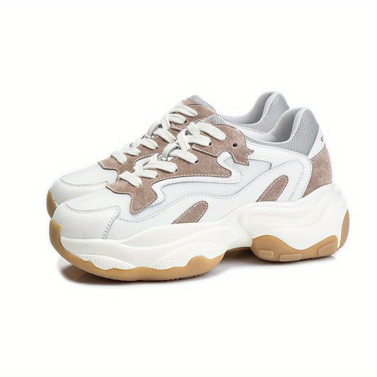 Non Slip Breathable Athletic Chunky Sneakers Lace Up Running Shoes