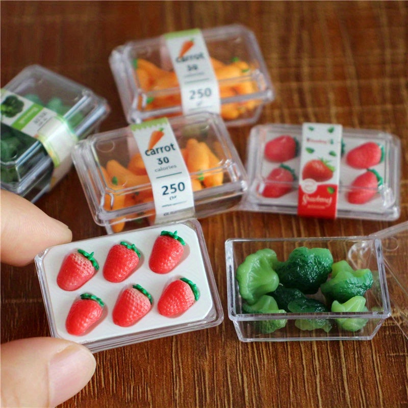 1:6 Dollhouse Veg & Fruit in Boxes Realistic Play Food for Blythe BJD