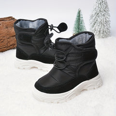 Girls Soft Fleece Snow Boots, Anti-Slip Drawstring, Winter Outdoor