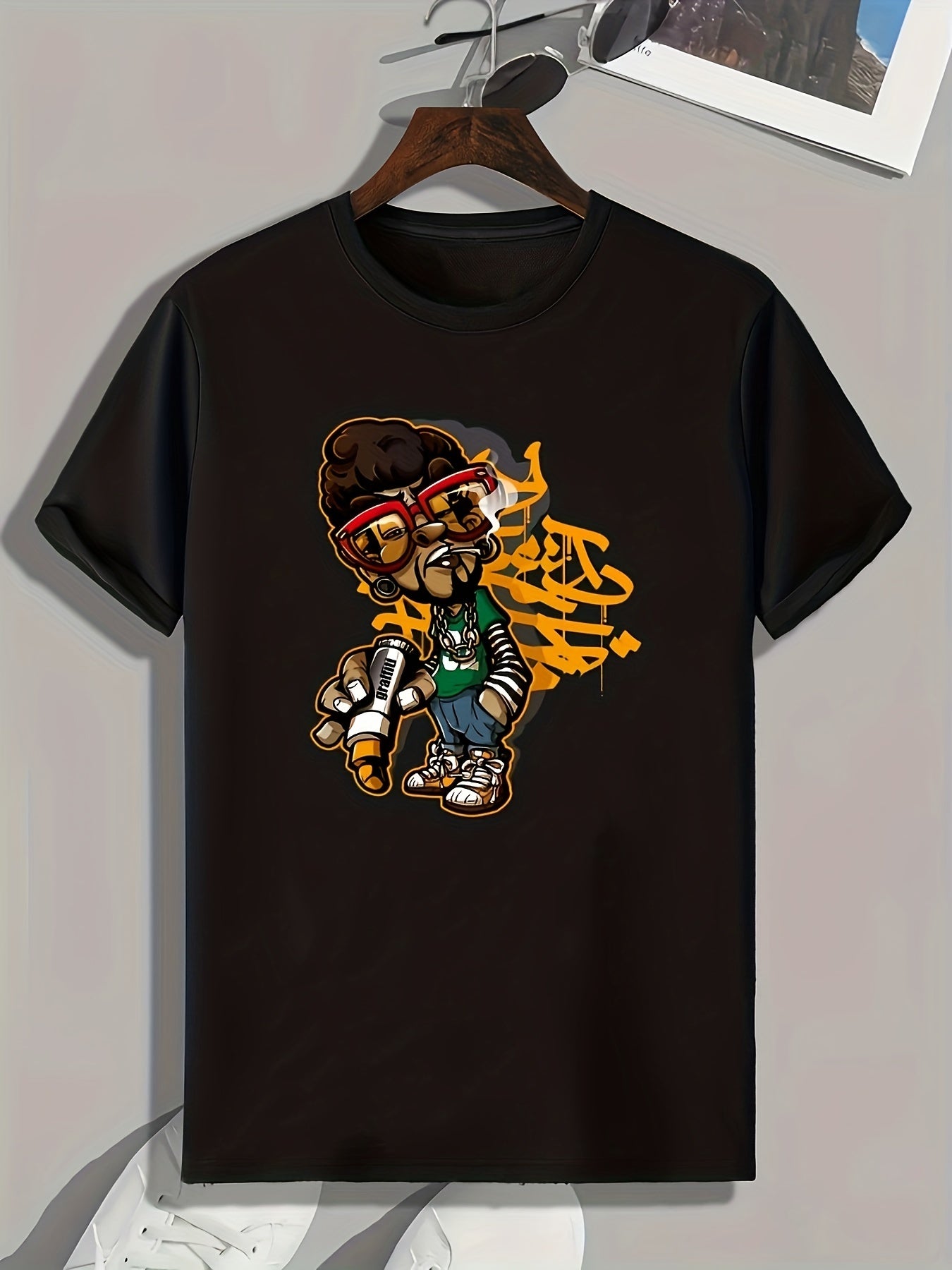 Skateboard Print Graphic Tee for Men