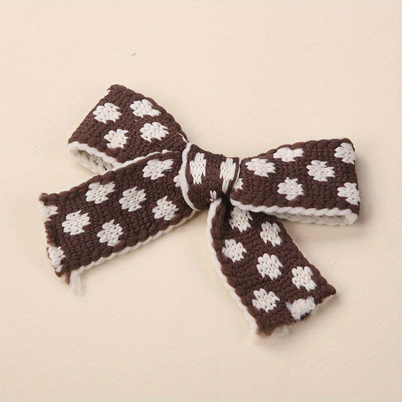 Kids Bow Hairpin Knitted Floral Baby Hair Hoop Soft Hairpin
