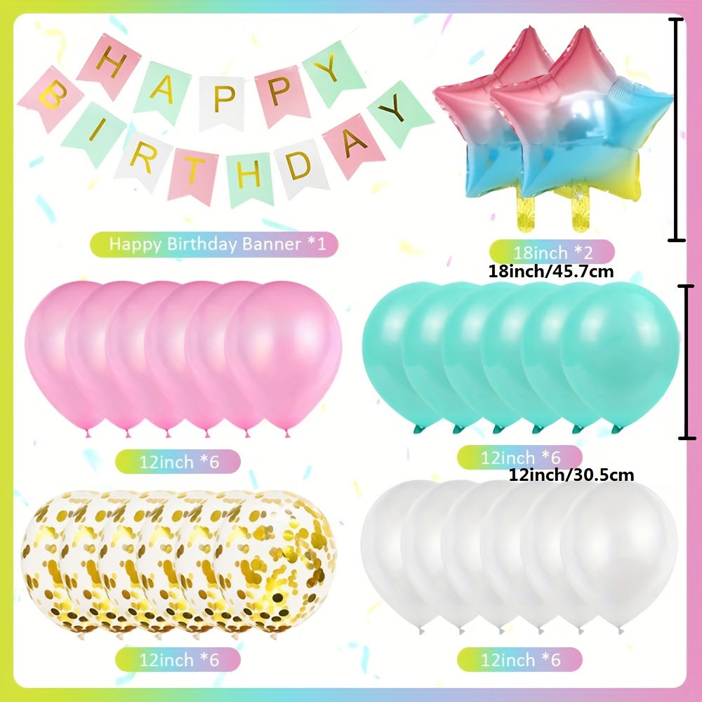 2nd Birthday Party Decorations Set, Pink Star Foil Balloon
