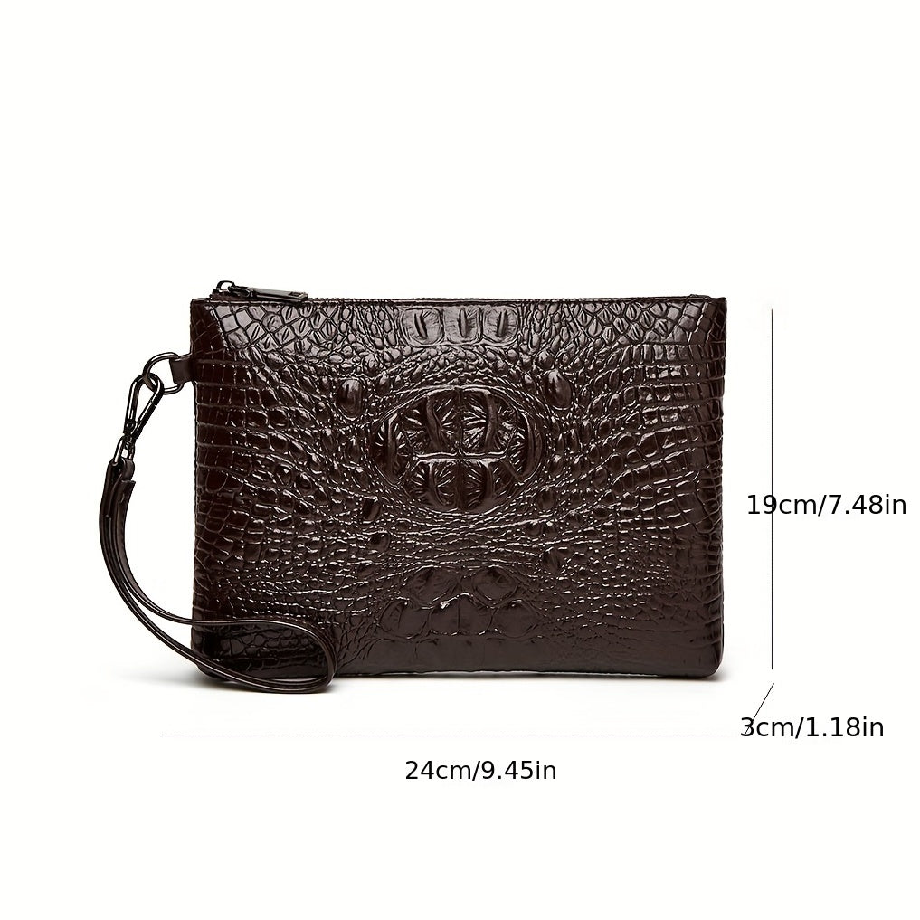Men's Crocodile Clutch Bag Business Wear Envelope Handbag