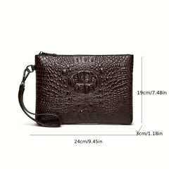 Men's Crocodile Clutch Bag Business Wear Envelope Handbag