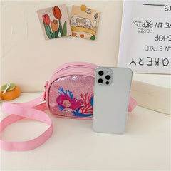 Mermaid PU Leather Crossbody Bag Girls Colorful Sequins Princess Messenger