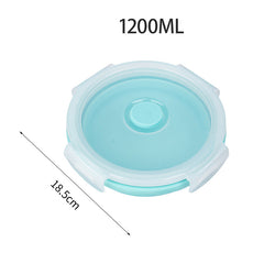 4pcs Silicone Insulated Lunch Box Collapsible Portable BPA Round Bento Leakproof