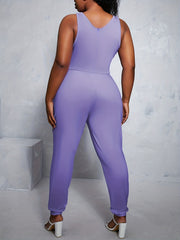  Ombre Print Round Neck Tank Jumpsuit