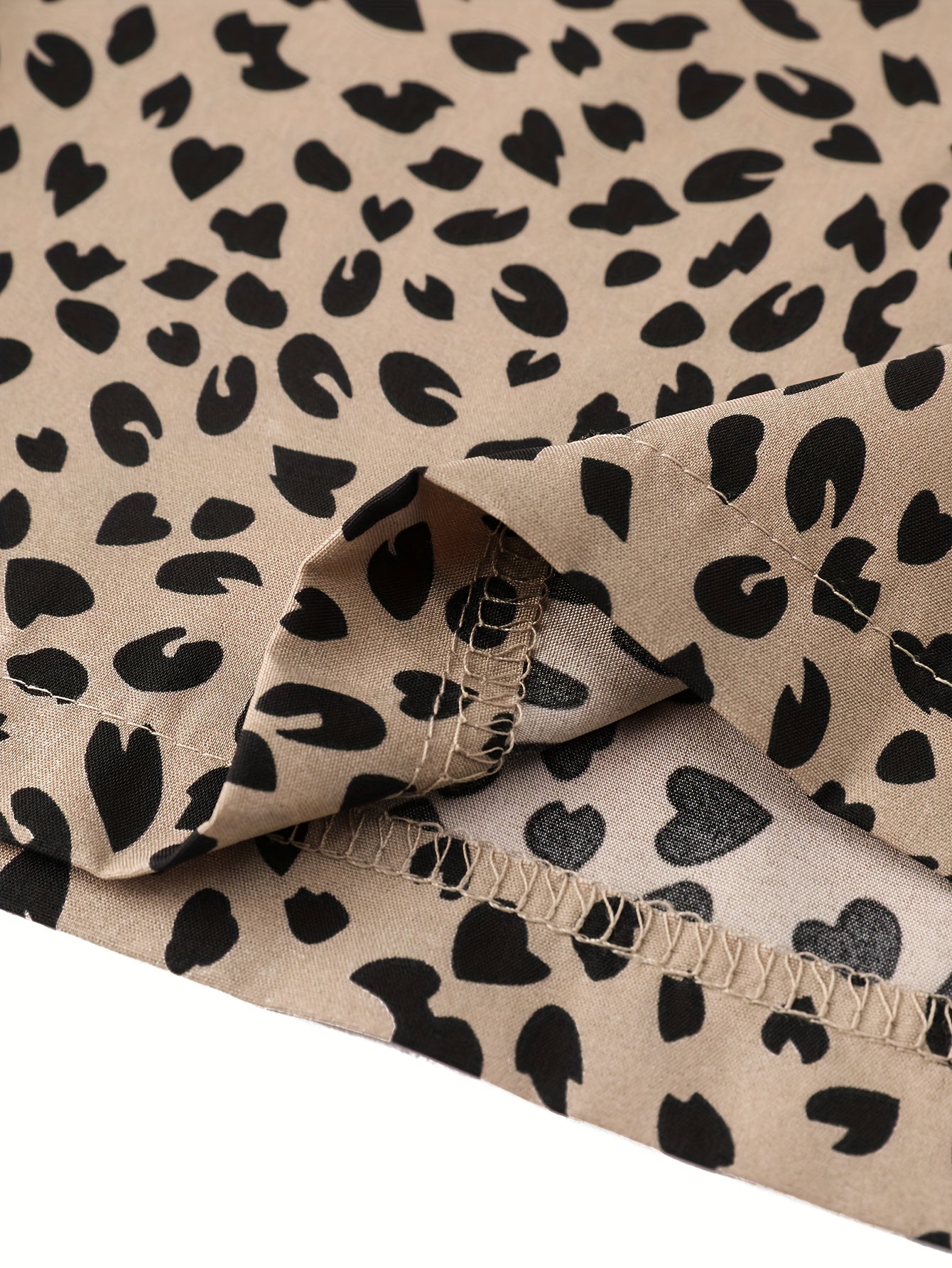  Heart Print Shirred Waist Wide Leg Trousers