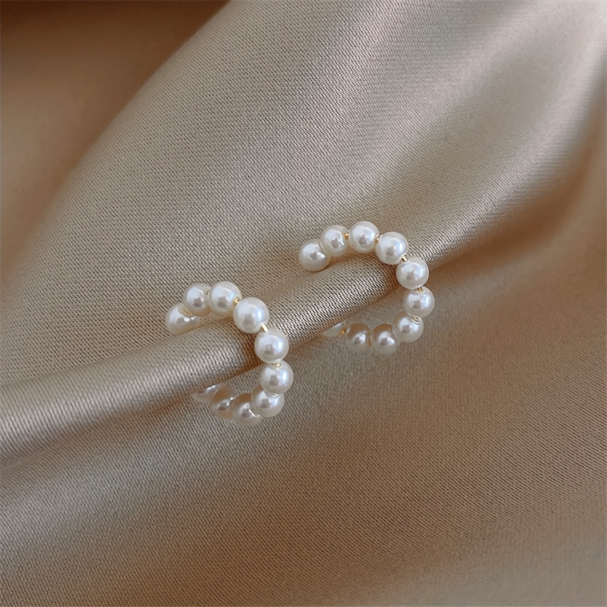 Pearl U-shaped Clip-On Earrings Lightweight Jewelry Adjustable Ear Clips