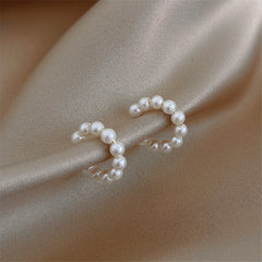 Pearl U-shaped Clip-On Earrings Lightweight Jewelry Adjustable Ear Clips