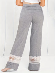  Colorblock Lace Wide Leg Pants