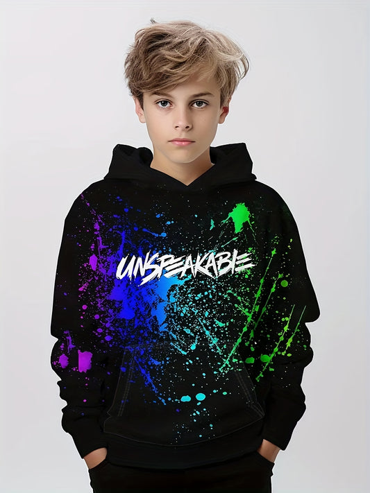 Boys Pullover Hooded Sweatshirt Letter Print Spring Fall Kids Hoodie Tops