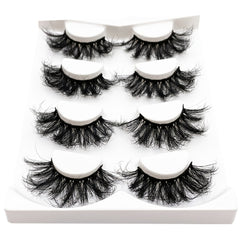 4 Pairs 25mm 5D Fluffy Natural Faux Mink Eyelash Extension